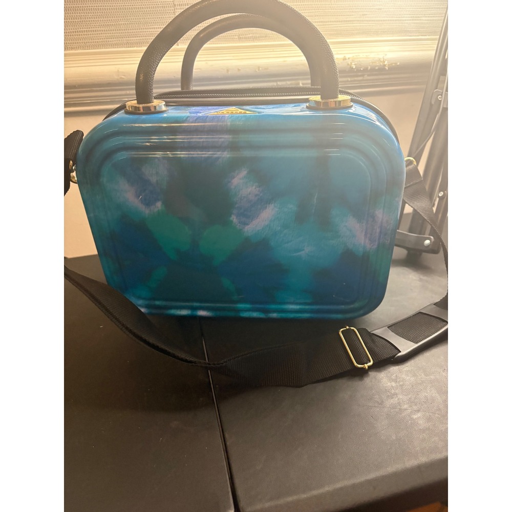 Triforce Blue Tie Dye Hard Shell Beauty Case Crossbody Travel Bag Organizer